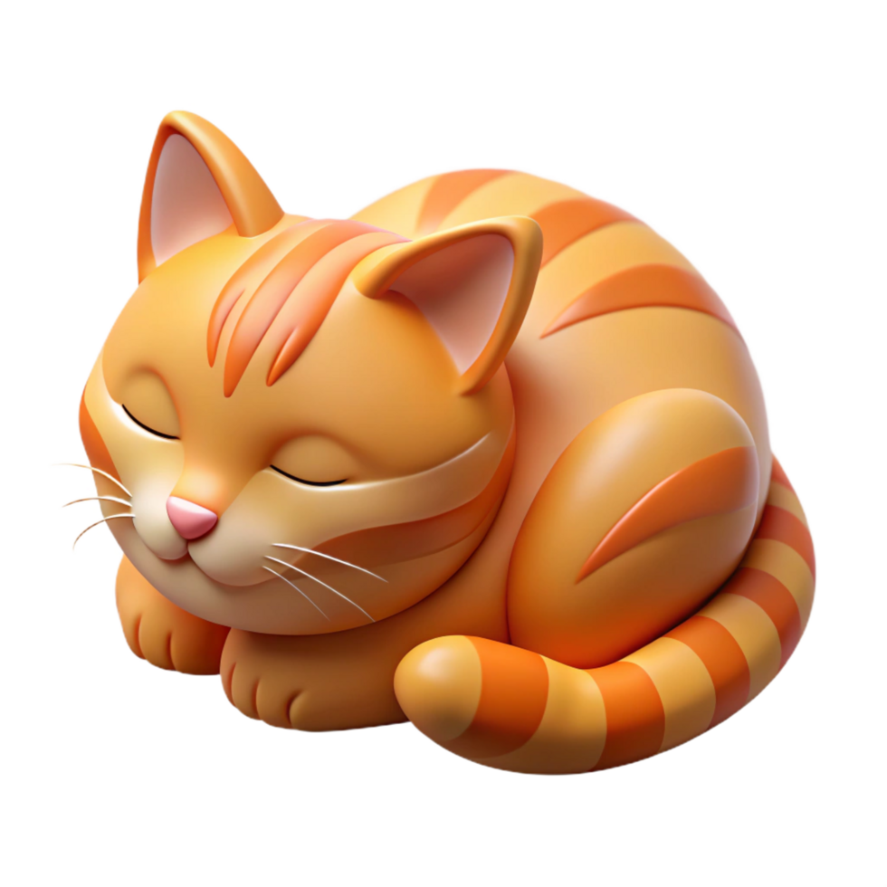 coveted tropical A sleeping orange tabby cat, NO BACKGROUND with Transparent Background. handcrafted png