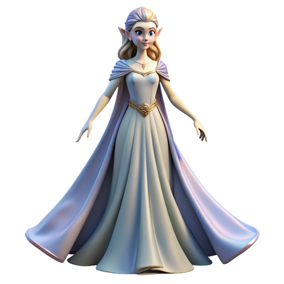 bold sumptuous A beautiful elven princess in a flowing gown. NO BACKGROUND with Transparent Background. flawless png