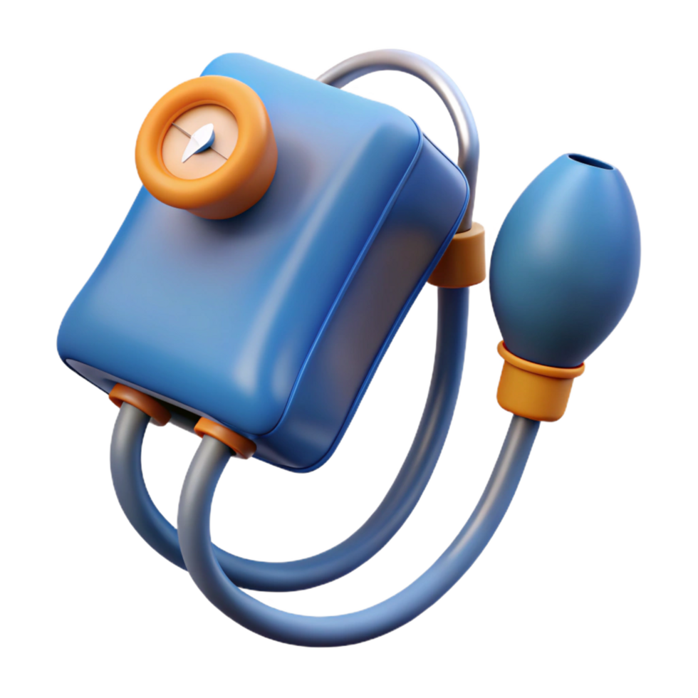 wonderful joyful vintage Blood pressure monitor with inflatable cuff NO BACKGROUND with Transparent Background. detailed png