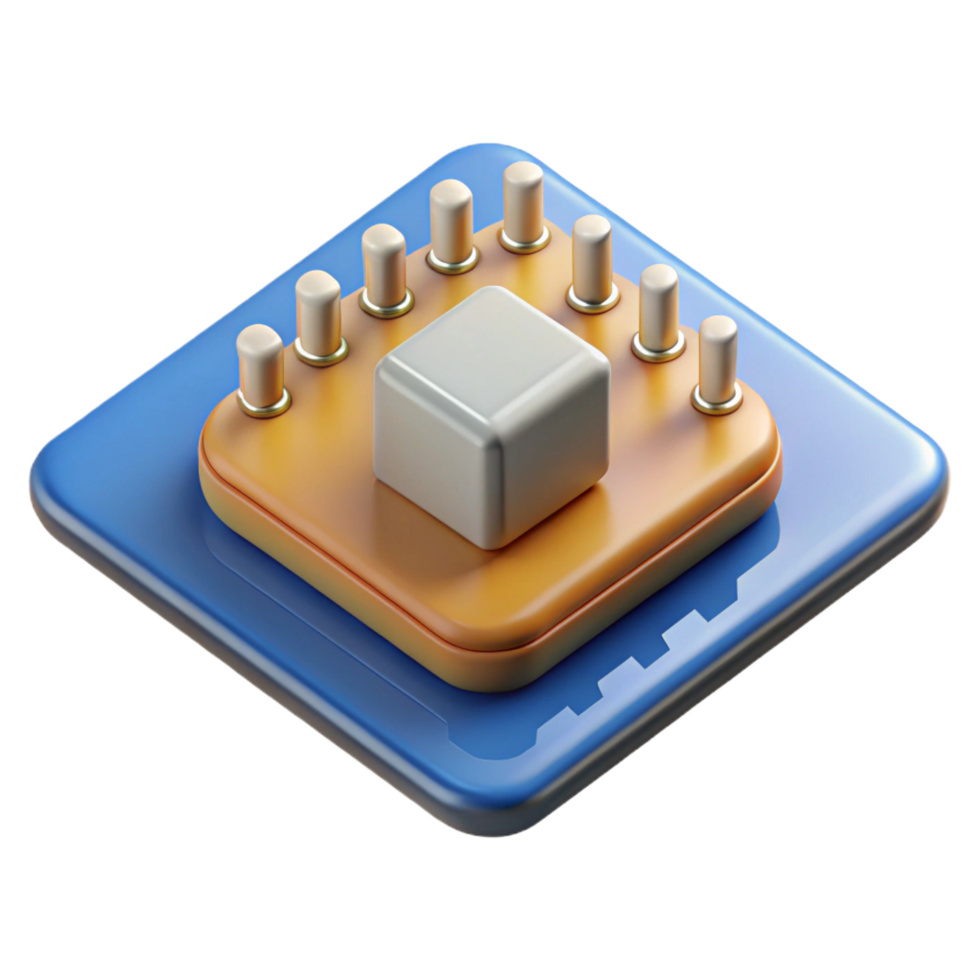 unforgettable creative A microchip on a circuit board. NO BACKGROUND with Transparent Background. 8K png