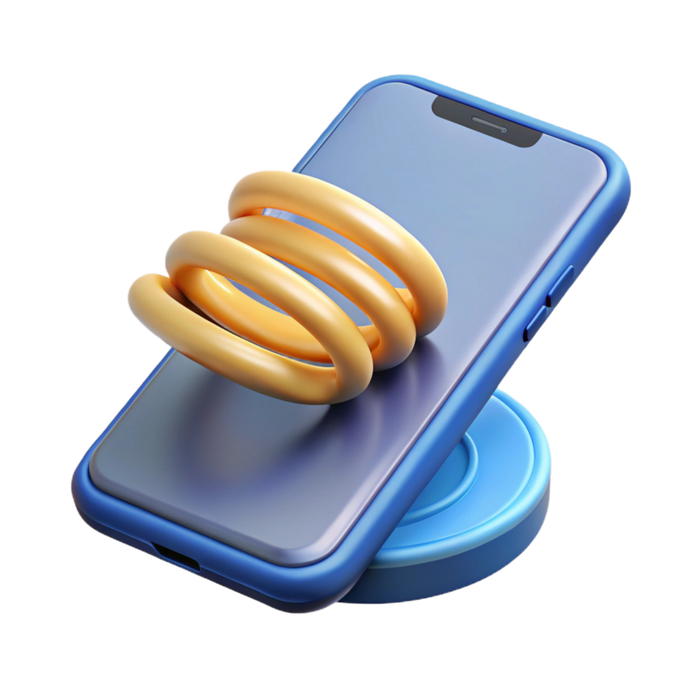 distinctive impressionist Smartphone with wireless charging coil visible, NO BACKGROUND with Transparent Background. top-tier png