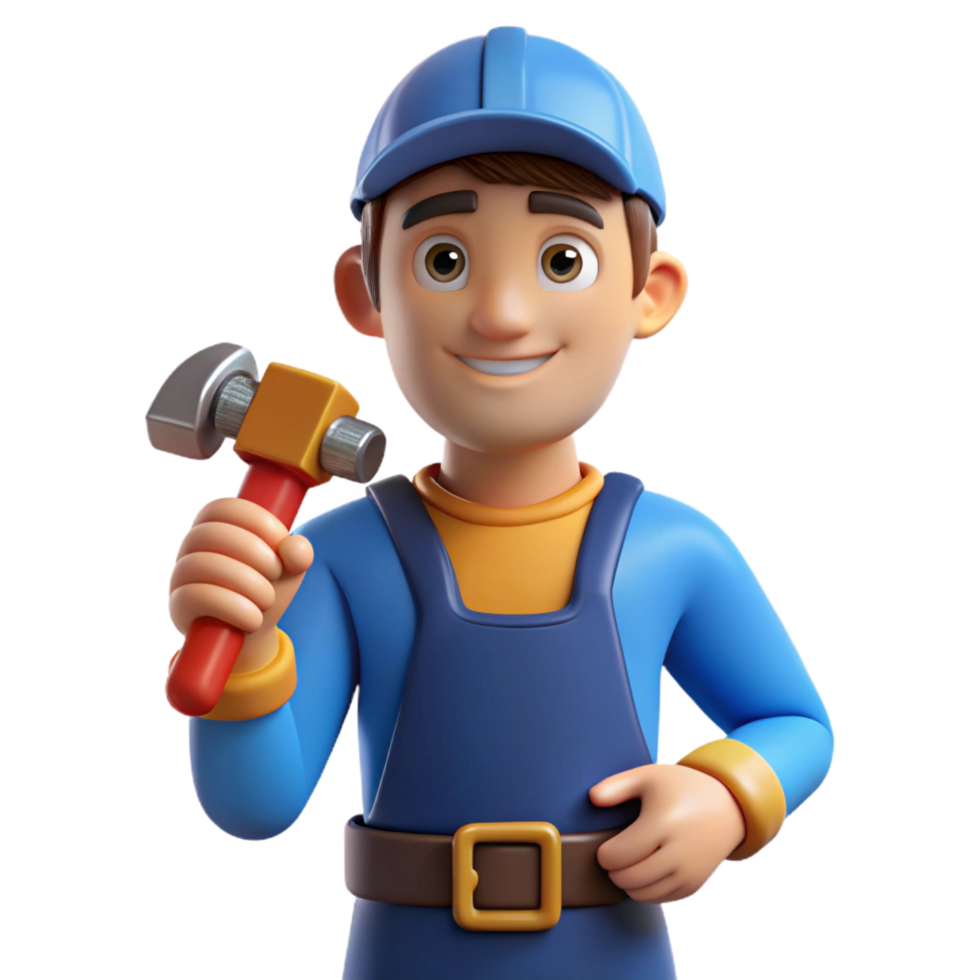 captivating peaceful industrial Plumber with pipe wrench NO BACKGROUND with Transparent Background. handcrafted png