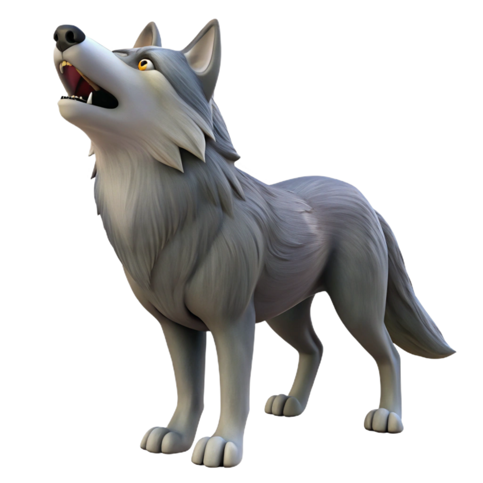 acclaimed coastal A howling gray wolf NO BACKGROUND with Transparent Background. 8K png