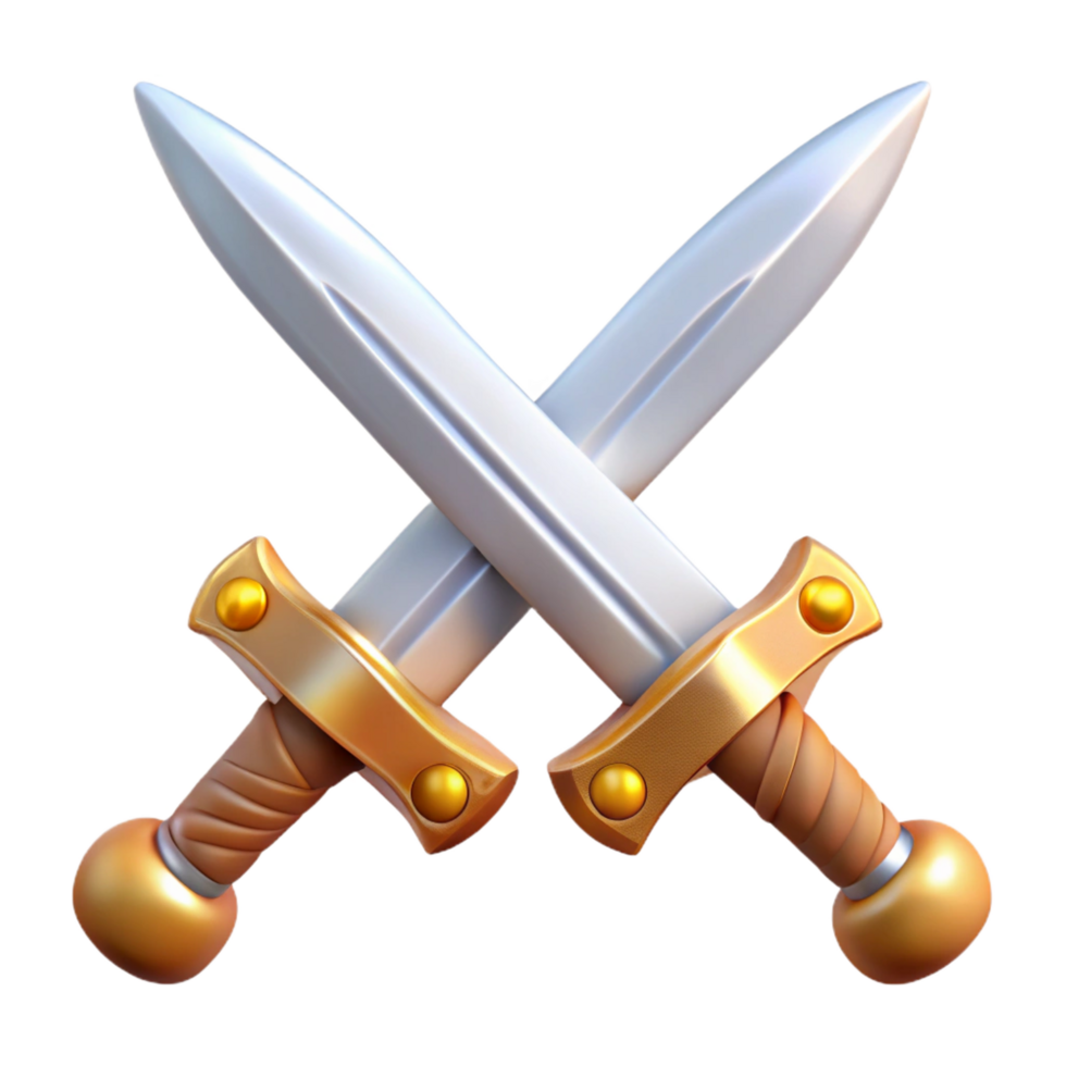 dreamy immaculate A pair of crossed swords, ornate hilts. NO BACKGROUND with Transparent Background. precision png