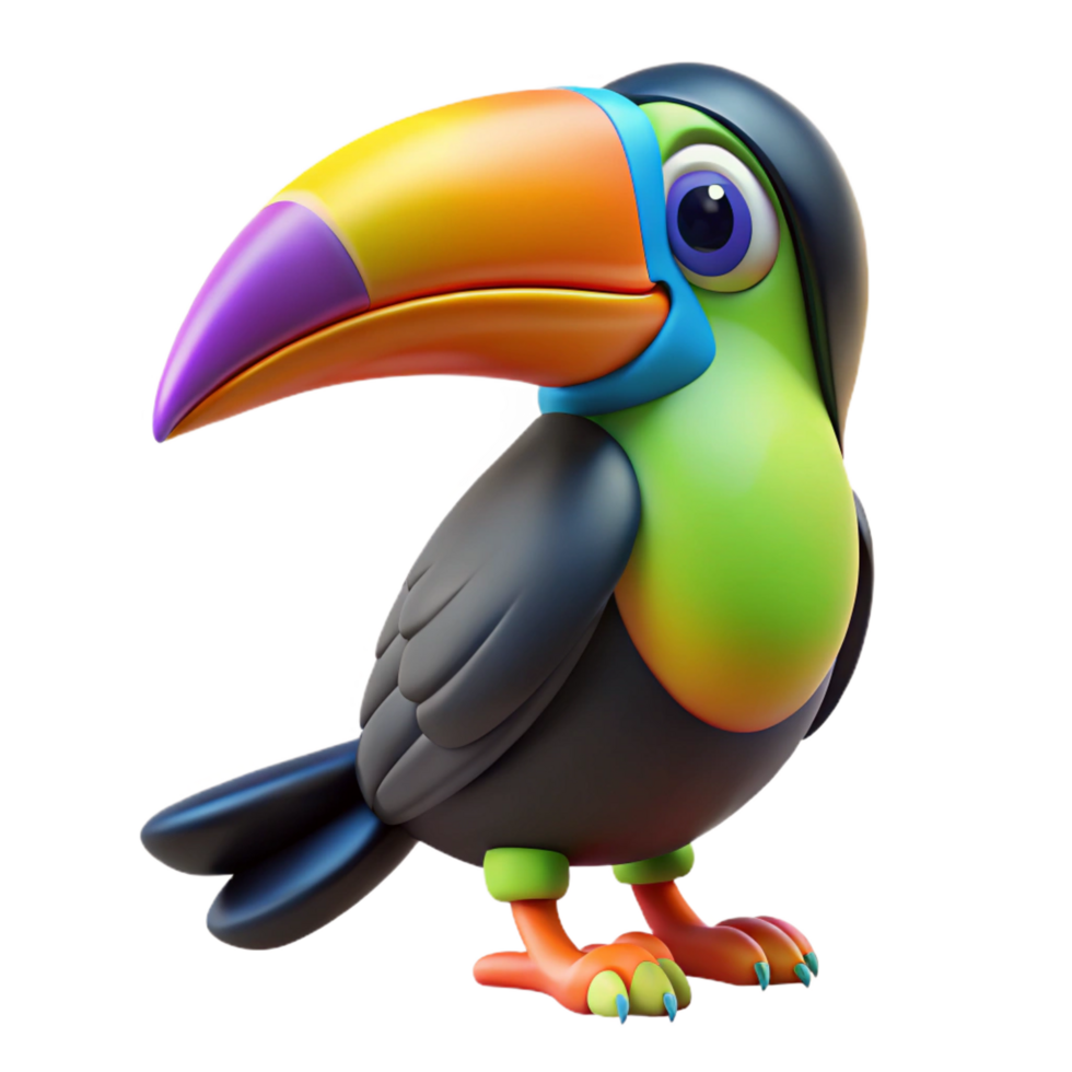 dramatic unforgettable A colorful toucan bird. NO BACKGROUND with Transparent Background. png