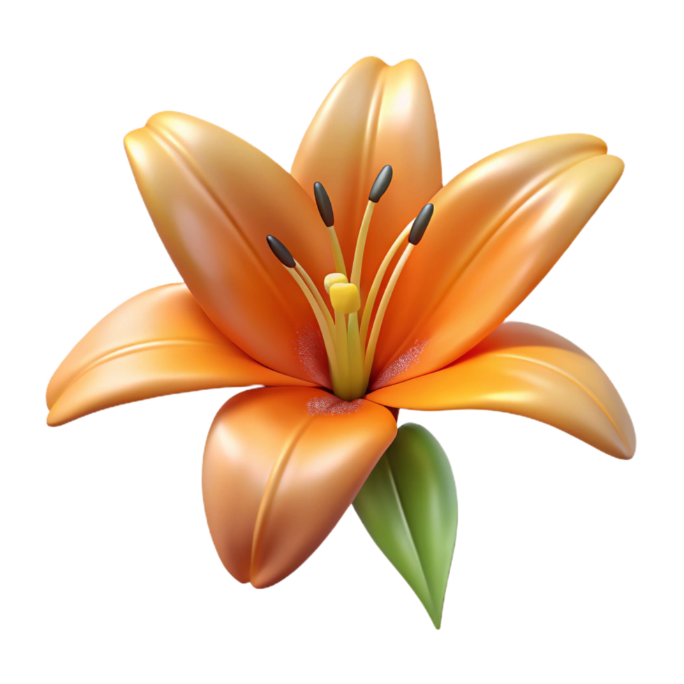 vibrant whimsical victorian Tiger lily flower NO BACKGROUND with Transparent Background. precision png