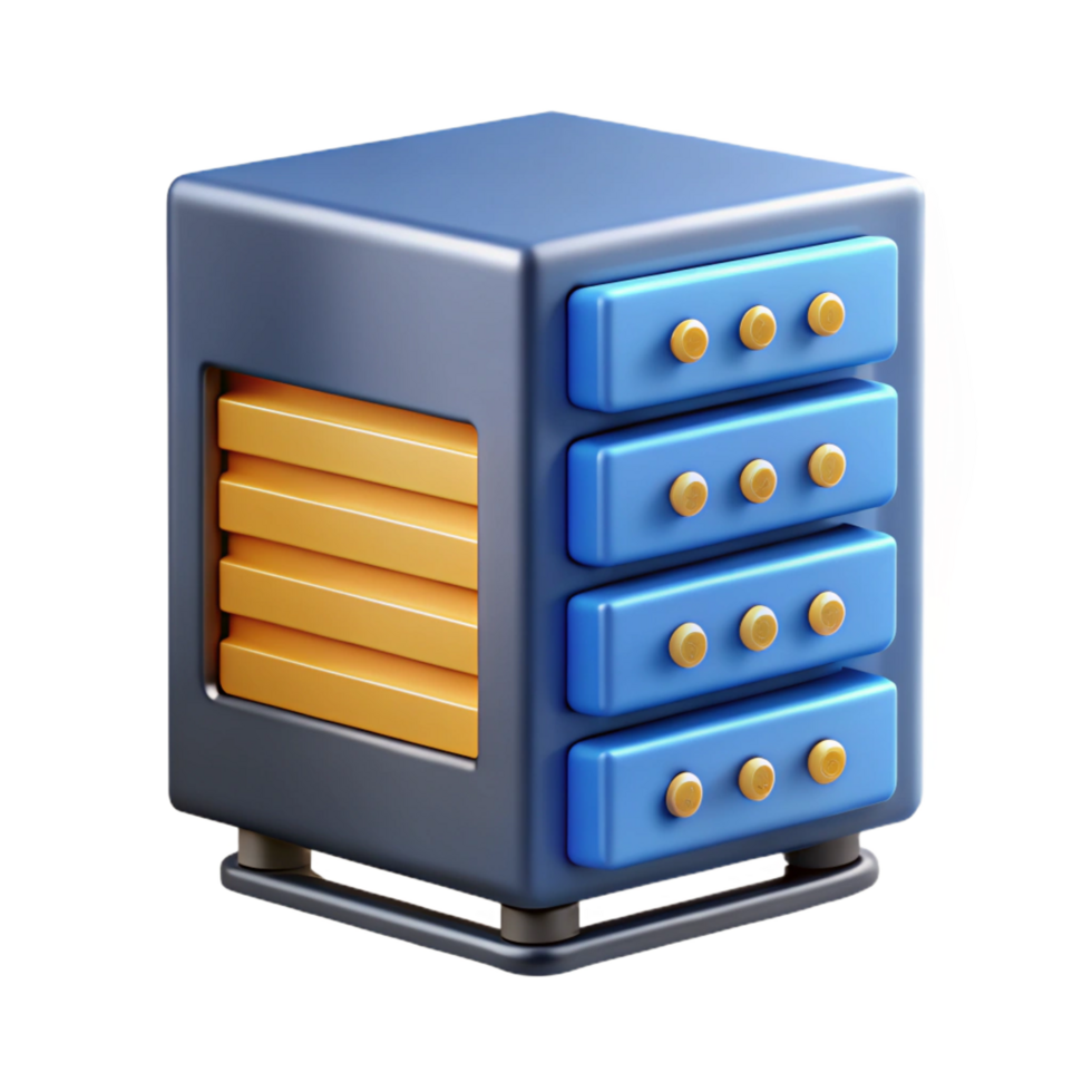 coveted retro A server rack unit. NO BACKGROUND with Transparent Background. professional png