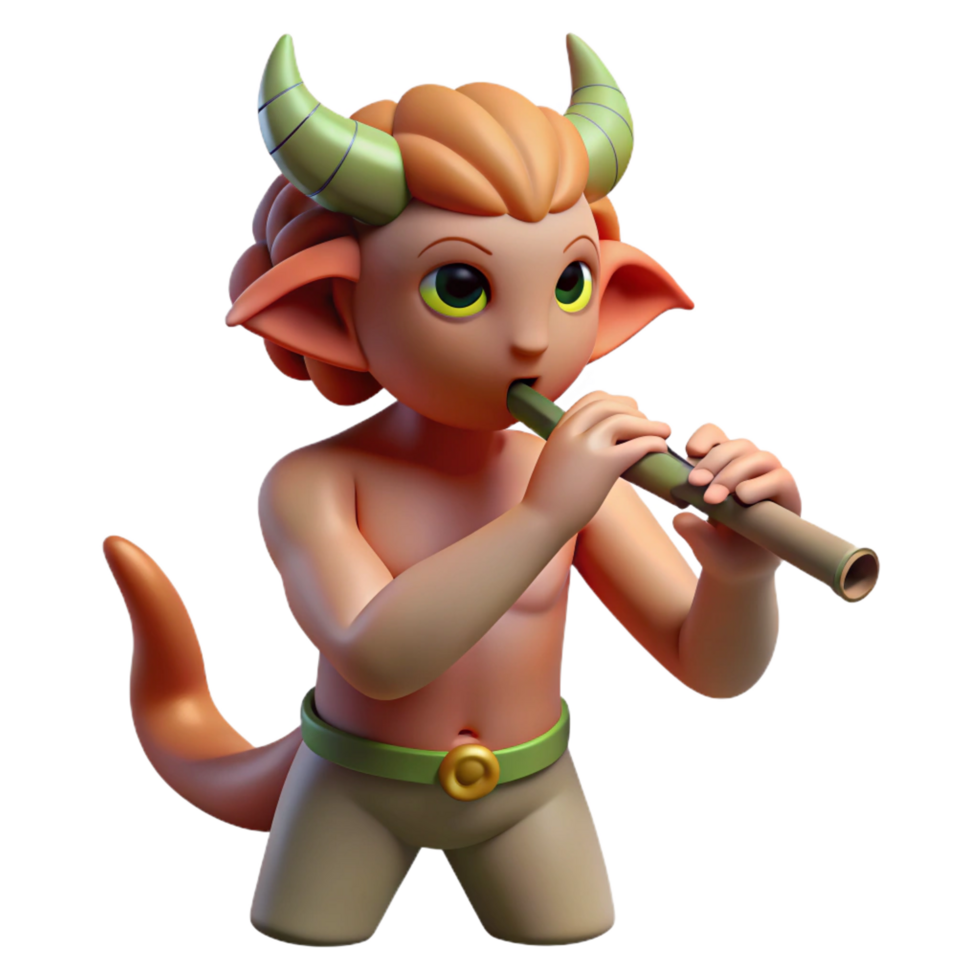 breathtaking peaceful gothic A satyr playing a flute NO BACKGROUND with Transparent Background. handcrafted png