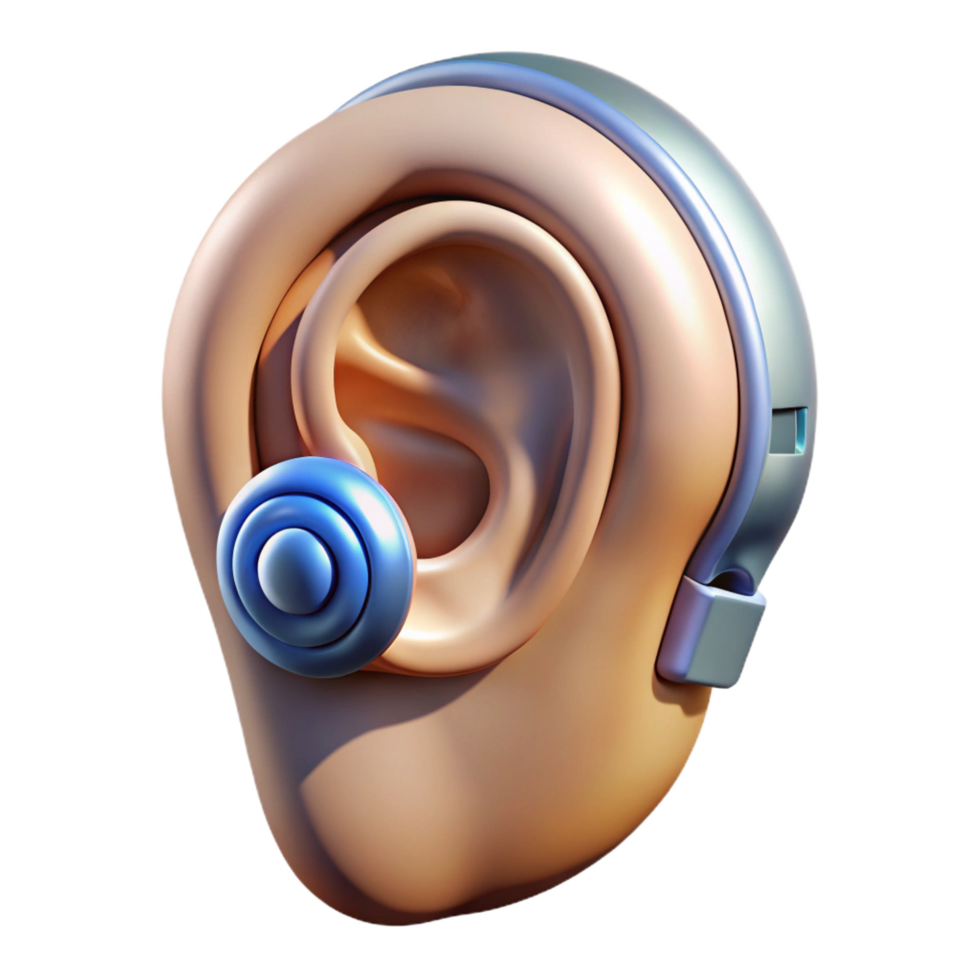 dreamy elegant Cybernetically enhanced human ear with integrated communication device NO BACKGROUND with Transparent Background. masterfully captured png