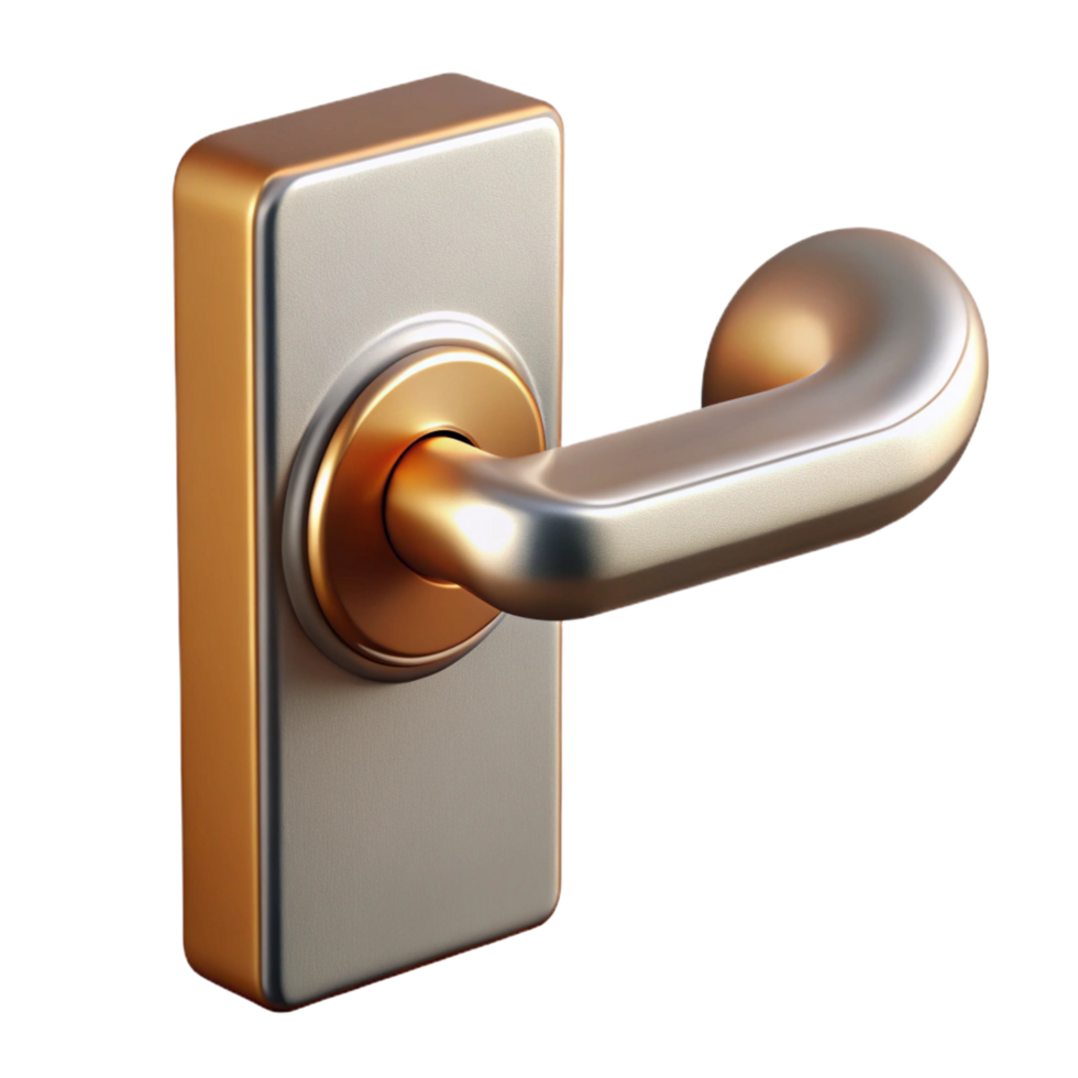 beautiful distinctive Modern door handle, lever style, NO BACKGROUND with Transparent Background. png