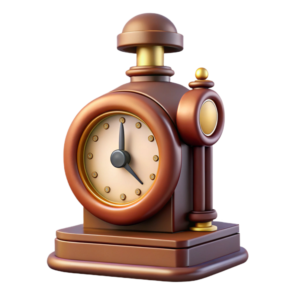 extraordinary nostalgic nordic Train station clock, vintage design, NO BACKGROUND with Transparent Background. high resolution png