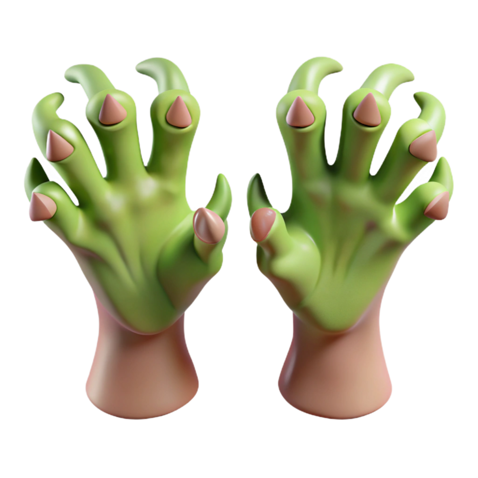 vibrant art deco A pair of clawed monster hands, reaching forward. NO BACKGROUND with Transparent Background. detailed png