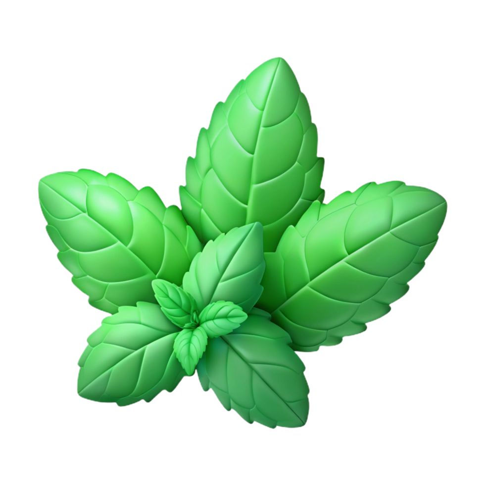 beautiful art deco Fresh mint leaves NO BACKGROUND with Transparent Background. sharp png