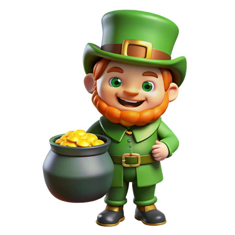 coveted impressionist Leprechaun, small mischievous humanoid, with a pot of gold, NO BACKGROUND with Transparent Background. elite png