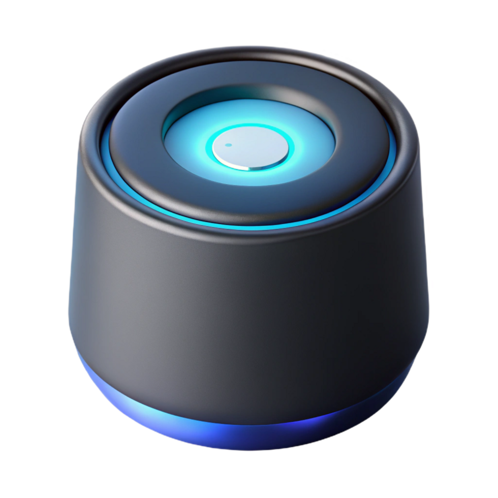serene gothic Smart speaker with glowing ring indicator NO BACKGROUND with Transparent Background. genuine png