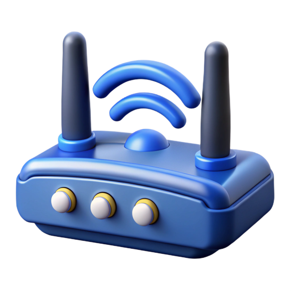 elegant joyful coastal Network router, Wi-Fi signal NO BACKGROUND with Transparent Background. expertly shot png