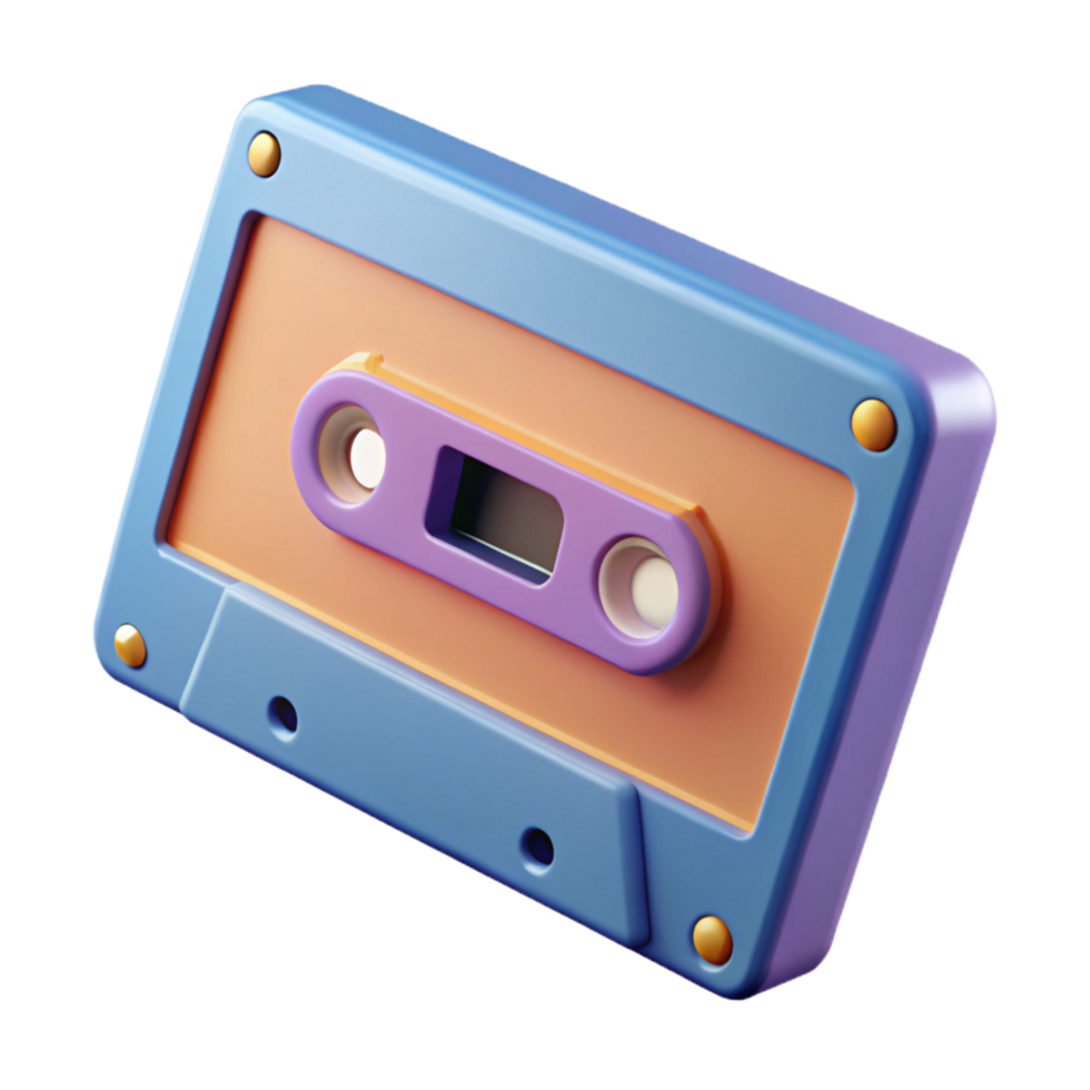 elegant nostalgic industrial A vintage cassette tape, label visible. NO BACKGROUND with Transparent Background. premium png
