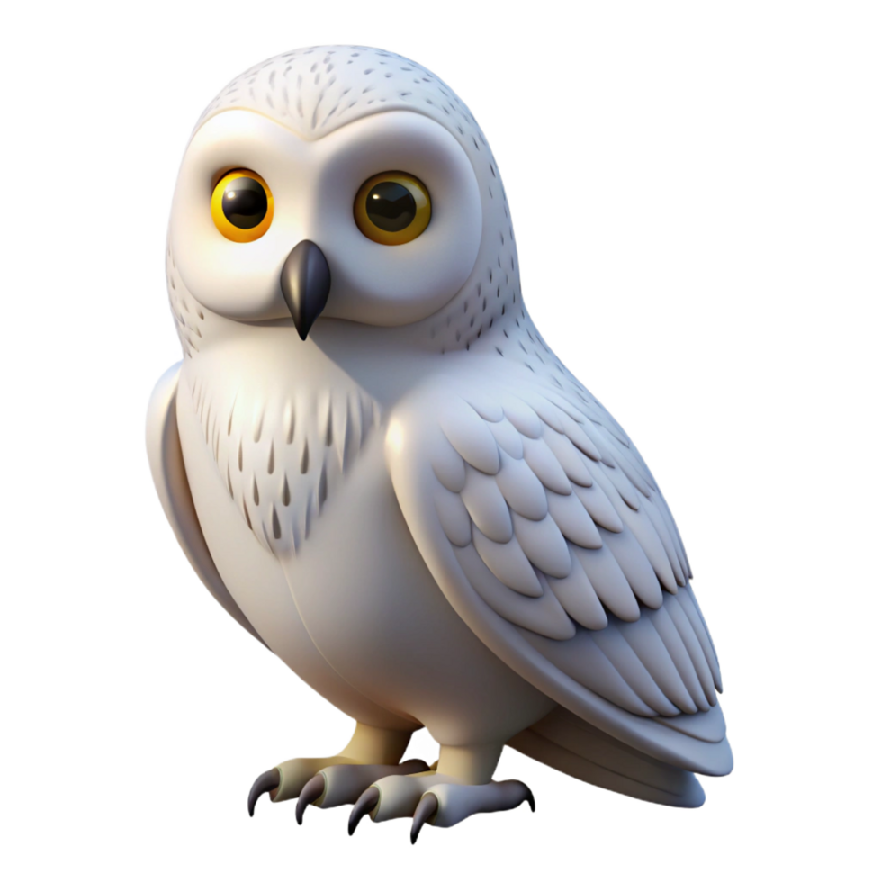 beautiful distinctive A perched snowy owl. NO BACKGROUND with Transparent Background. png