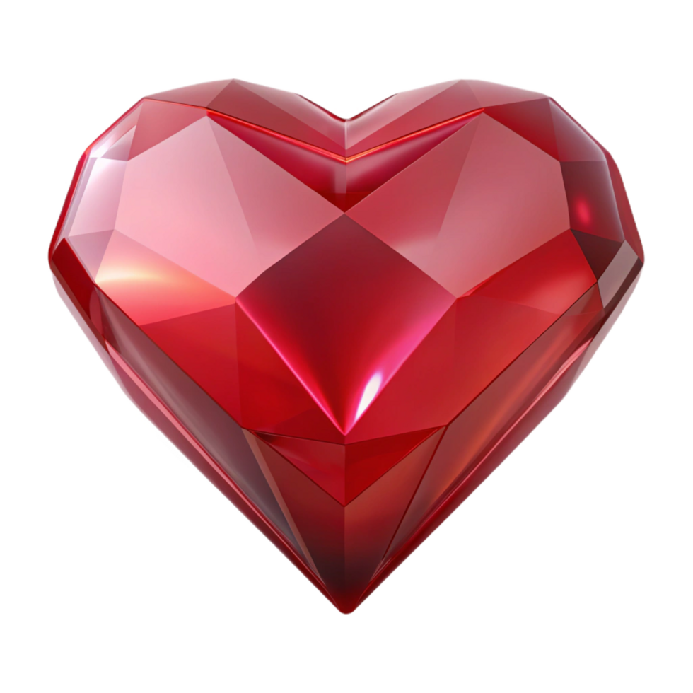 playful exquisite A single, blood-red ruby, cut in the shape of a heart. NO BACKGROUND with Transparent Background. detailed png