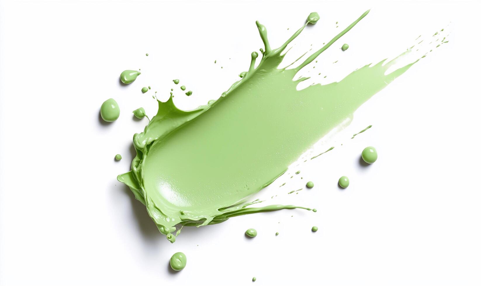 A green liquid splashing on a white surface photo