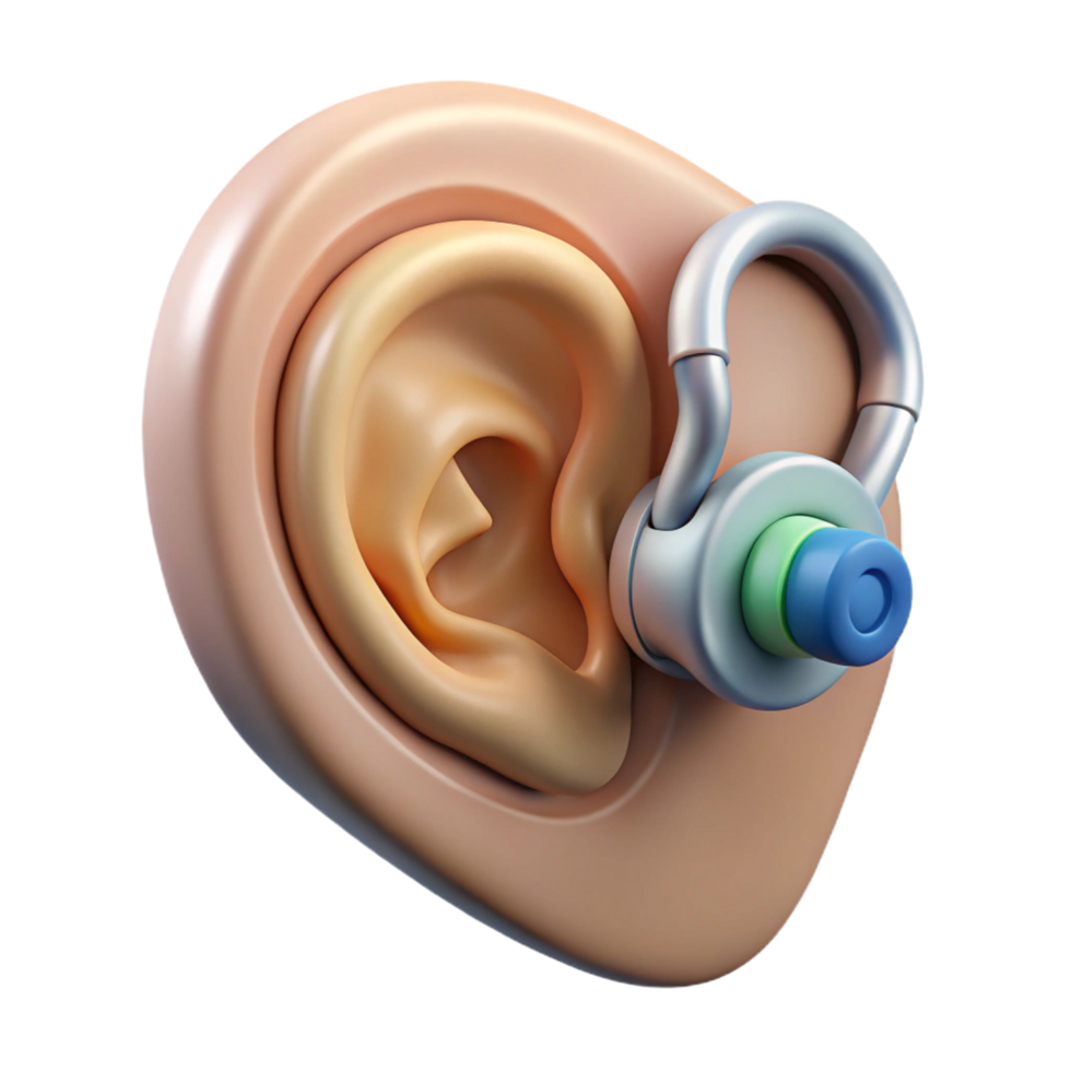 bold wonderful Cybernetically enhanced human ear with integrated communication device NO BACKGROUND with Transparent Background. 4K png