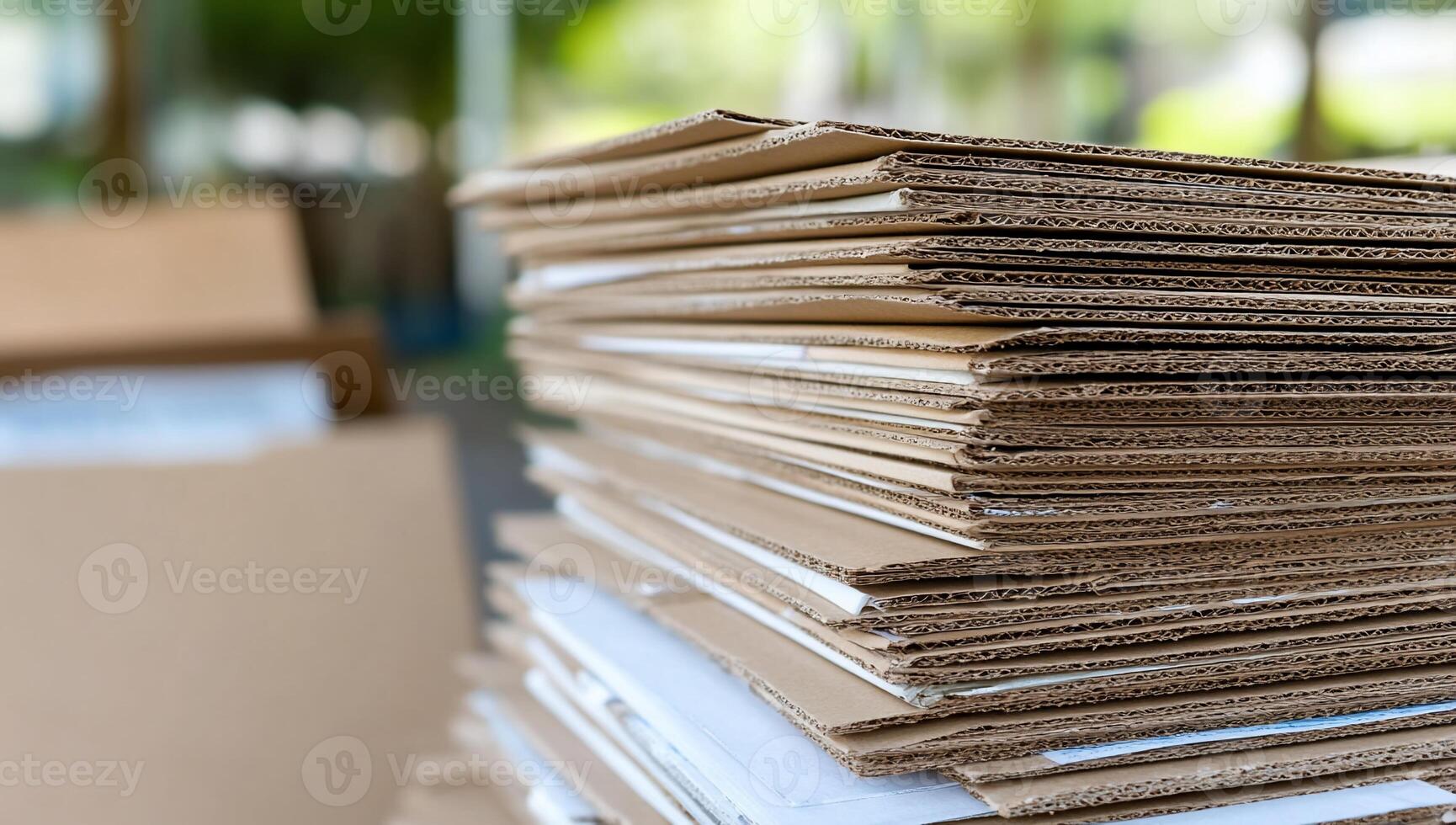 A stack of cardboard boxes sitting on top of each other photo