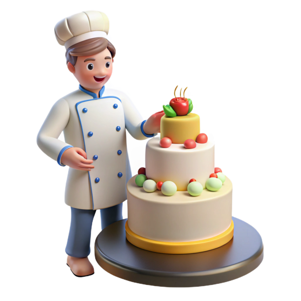 acclaimed abstract Pastry chef decorating cake NO BACKGROUND with Transparent Background. precision png