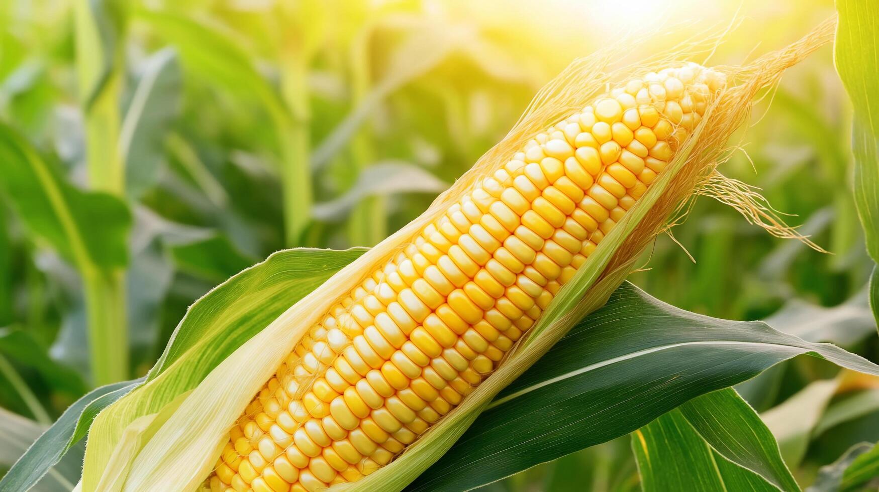 Corn on the cob in the field photo