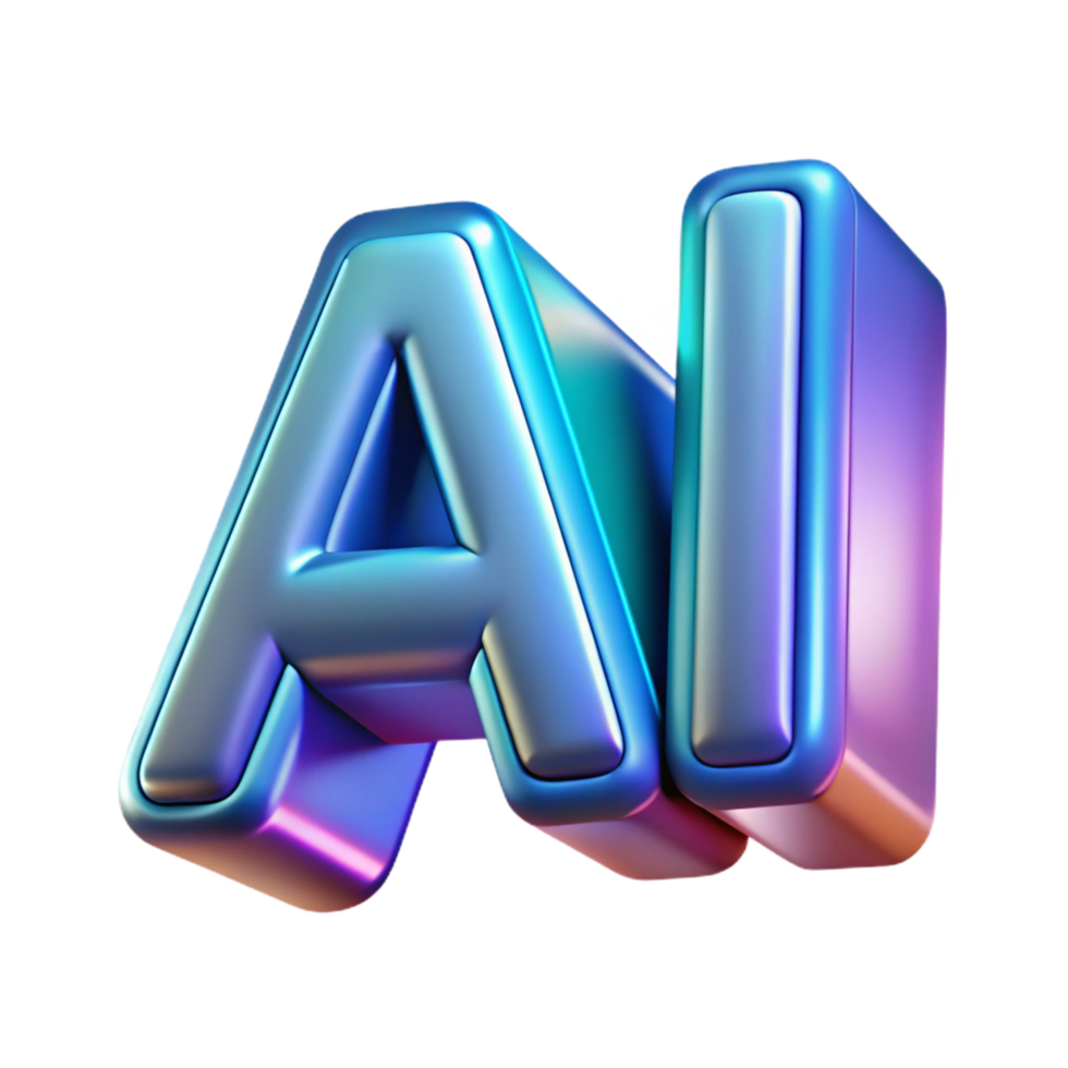 dynamic immaculate Artificial intelligence logo hologram, NO BACKGROUND with Transparent Background. gallery standard png