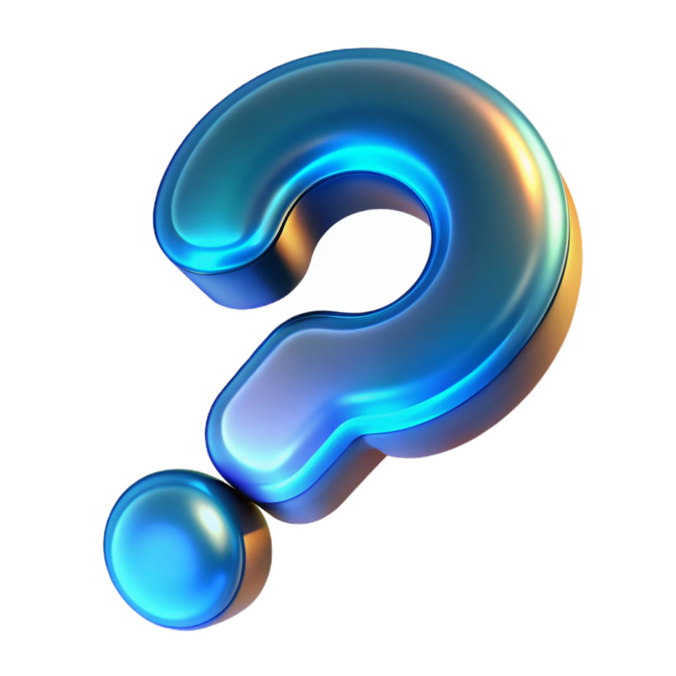 dramatic timeless A floating, abstract question mark with glowing edges. NO BACKGROUND with Transparent Background. png