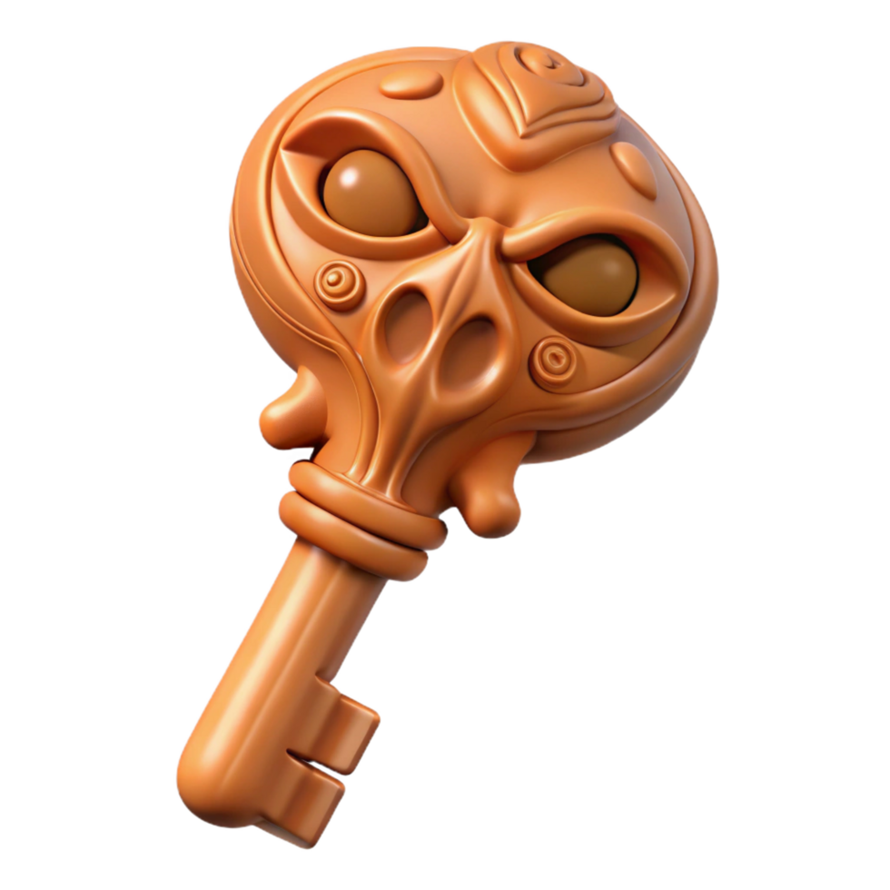 distinguished renaissance Alien key with intricate carvings. NO BACKGROUND with Transparent Background. gallery standard png