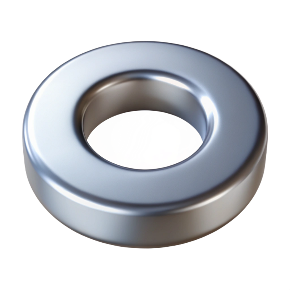 captivating dynamic avant-garde A single washer, metallic and circular. NO BACKGROUND with Transparent Background. artisan png