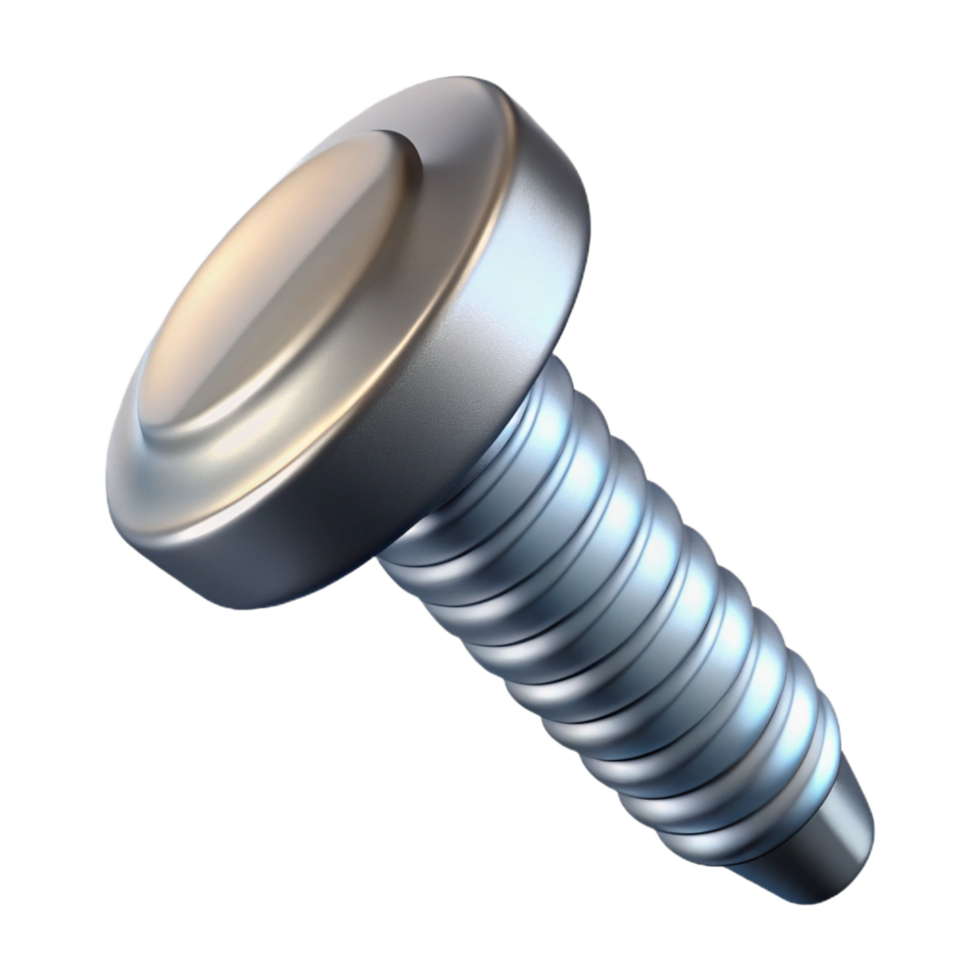 distinctive abstract A single screw, metallic with a Phillips head. NO BACKGROUND with Transparent Background. crisp png