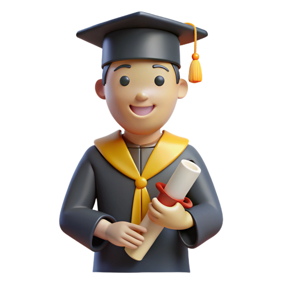 dreamy vibrant Graduate student, holding diploma, NO BACKGROUND with Transparent Background. professional png