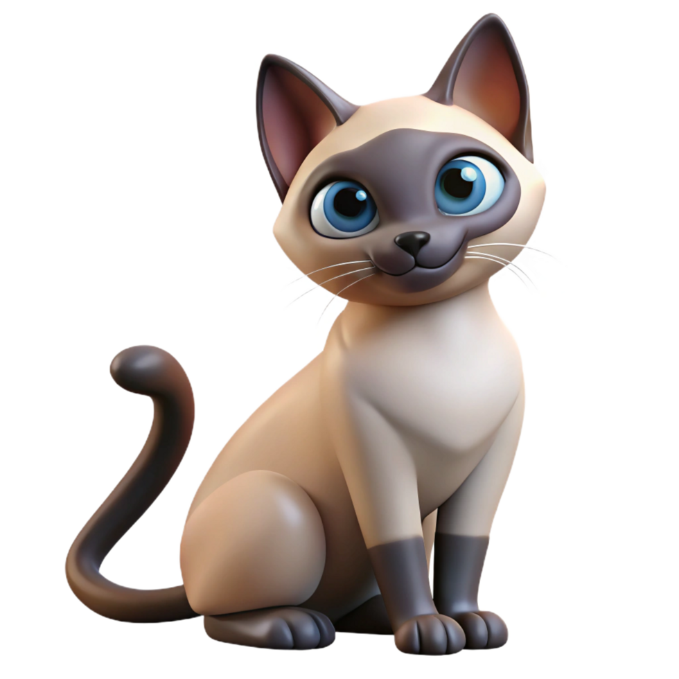 distinguished artistic Siamese cat, grooming itself, NO BACKGROUND with Transparent Background. artisan png