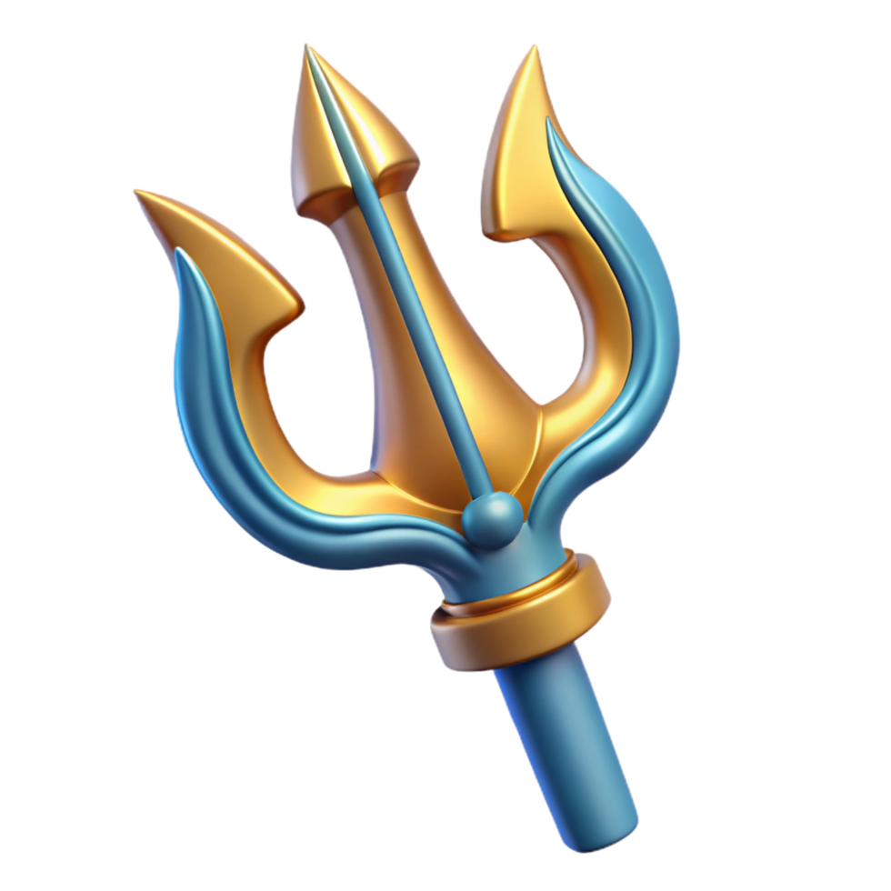 alluring vintage Poseidon's Trident, ornate and powerful, NO BACKGROUND with Transparent Background. top-tier png