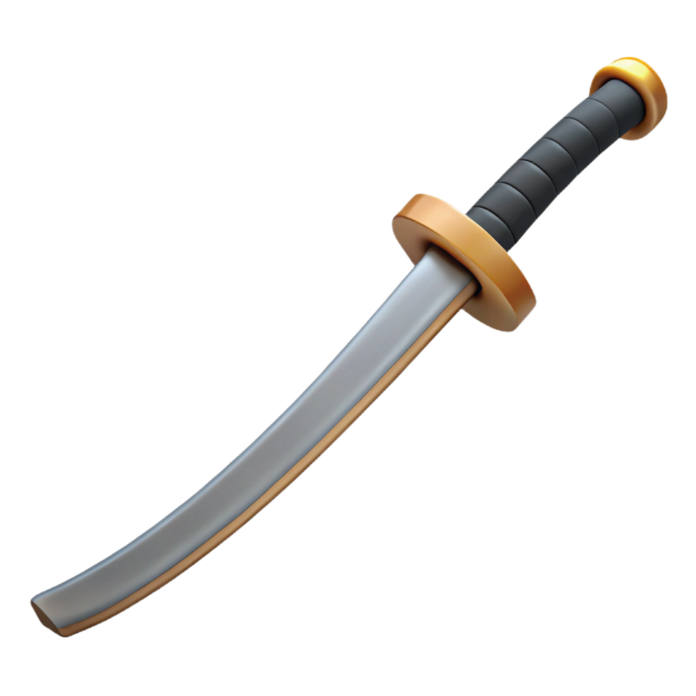 dazzling energetic contemporary A Japanese Katana, curved, single-edged sword, NO BACKGROUND with Transparent Background. elite png