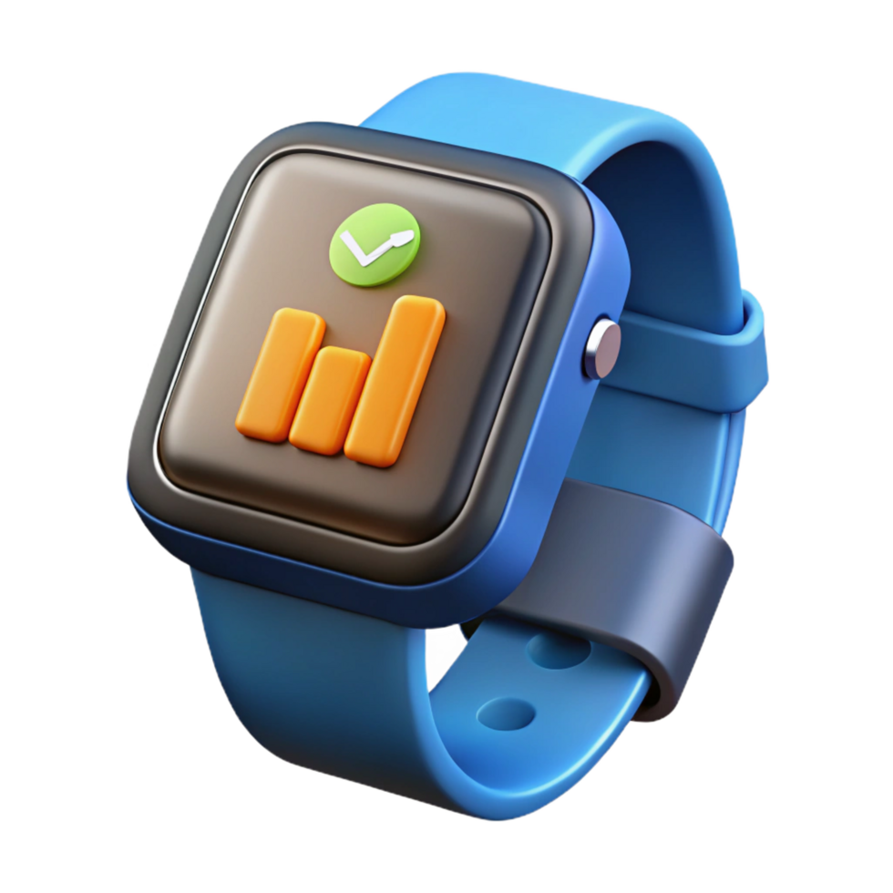 dramatic serene Smartwatch displaying fitness tracking data, NO BACKGROUND with Transparent Background. authentic png