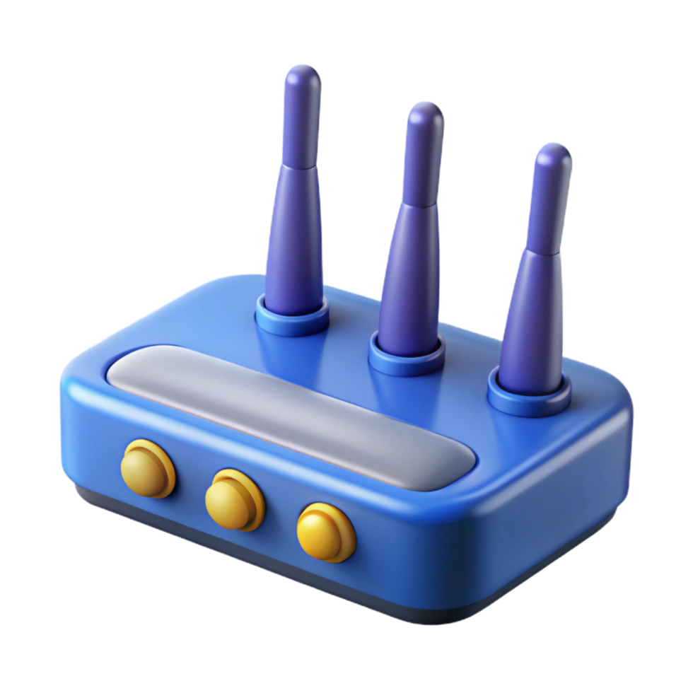 calm beautiful Wireless router with multiple antennas, NO BACKGROUND with Transparent Background. high resolution png