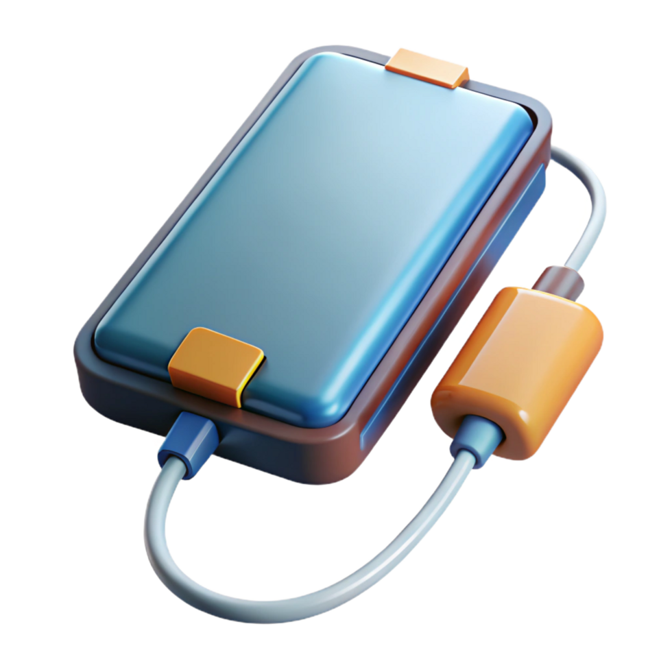 breathtaking dynamic retro Portable power bank charging a smartphone, NO BACKGROUND with Transparent Background. detailed png