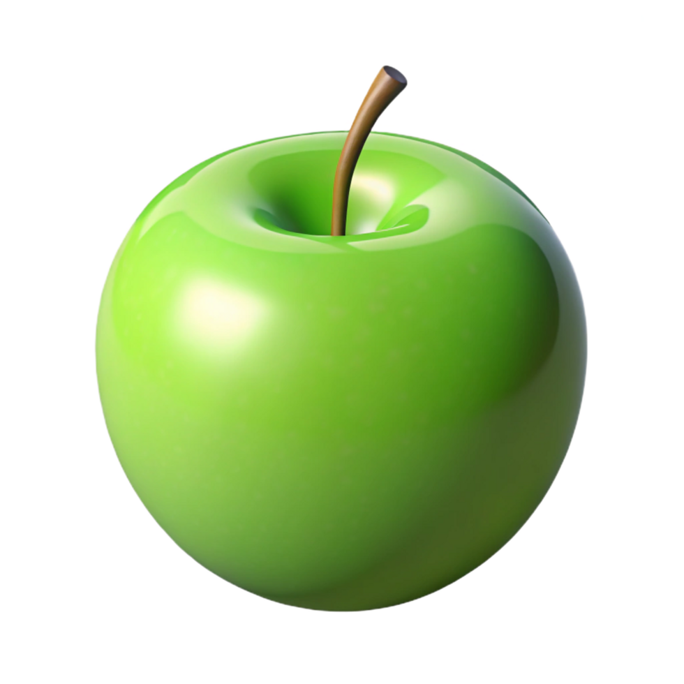 captivating playful mid-century Single perfect green apple NO BACKGROUND with Transparent Background. masterfully captured png