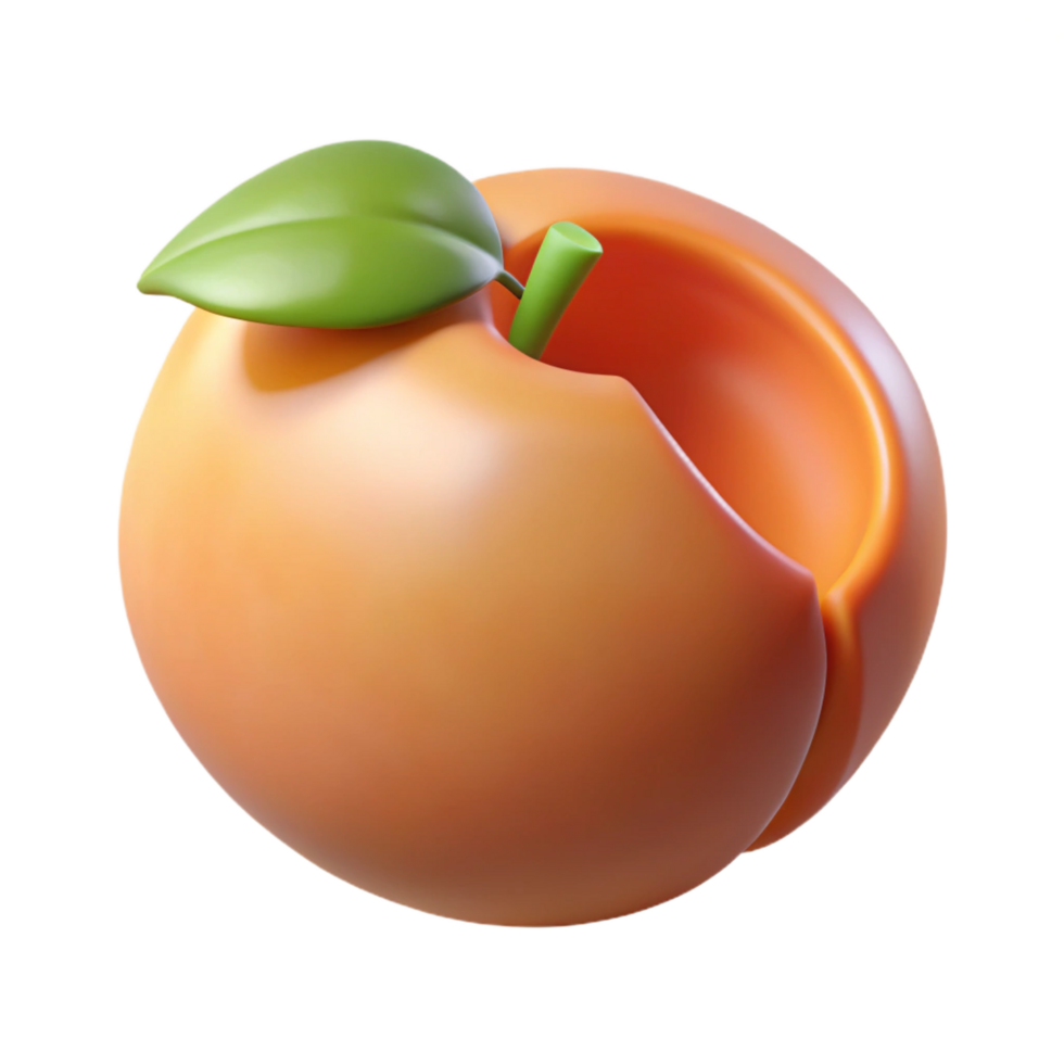 dazzling vintage Peach with a bite taken out NO BACKGROUND with Transparent Background. museum quality png