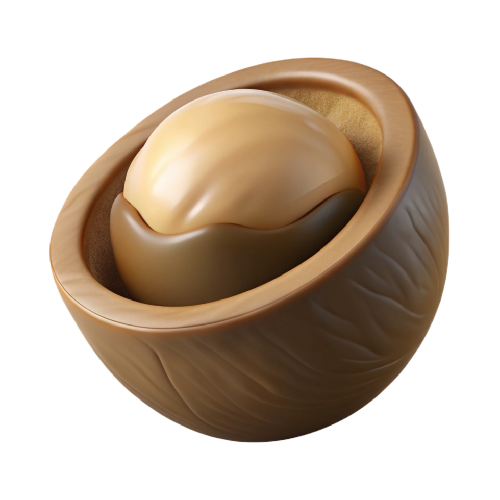 alluring rare Macadamia nut in shell NO BACKGROUND with Transparent Background. png