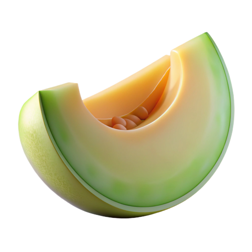 inspired mid-century Honeydew melon slice NO BACKGROUND with Transparent Background. fine detail png
