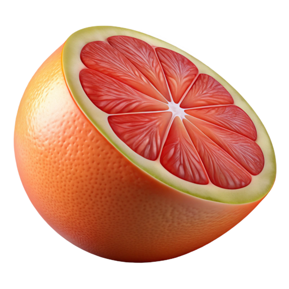 playful captivating Grapefruit half NO BACKGROUND with Transparent Background. expertly shot png