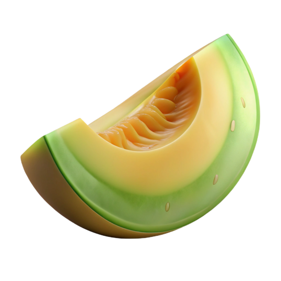 breathtaking dynamic minimalist Honeydew melon slice NO BACKGROUND with Transparent Background. premium png