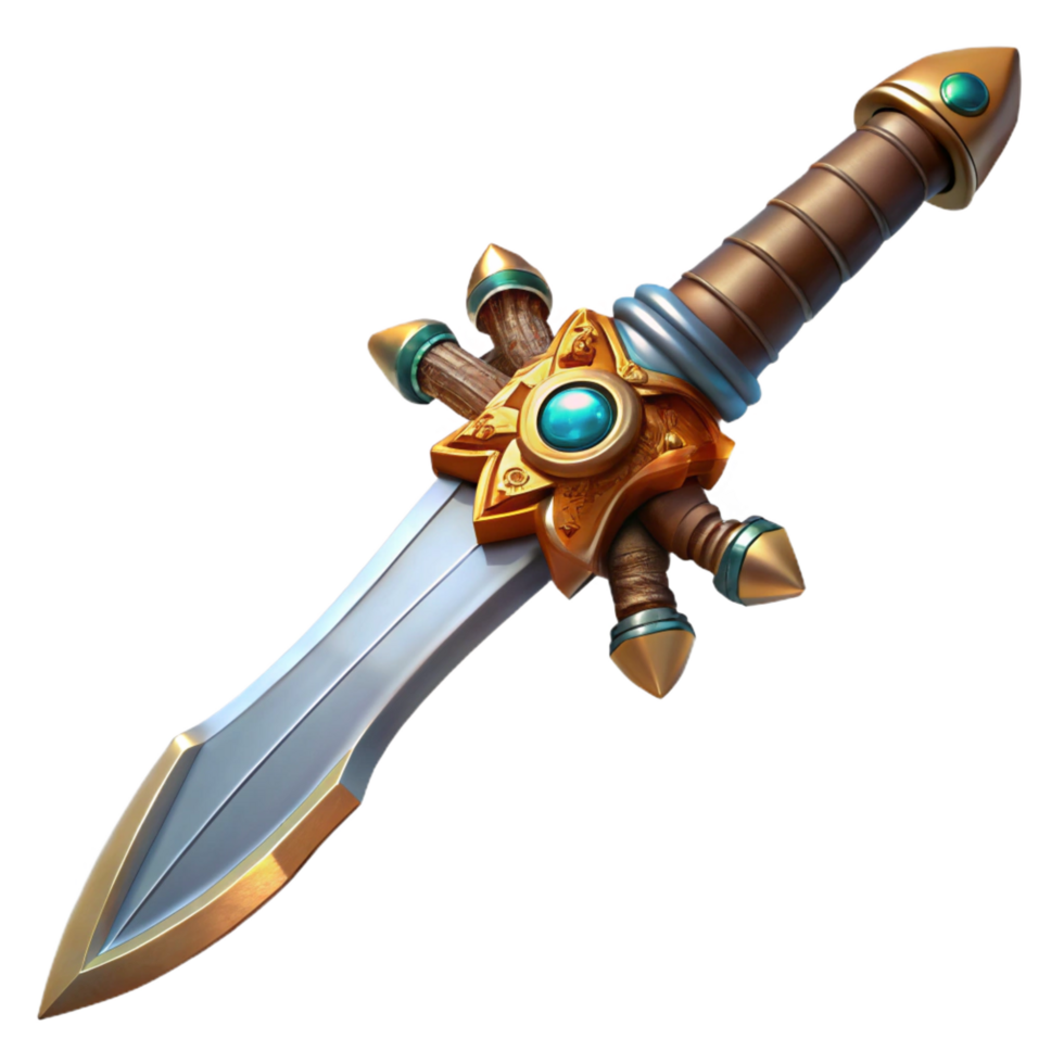 alluring contemporary Steampunk sword with a serrated blade and ornate hilt. NO BACKGROUND with Transparent Background. crisp png