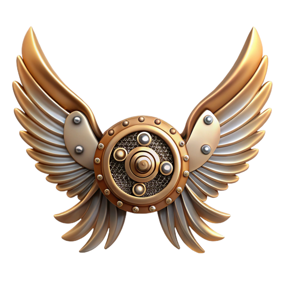 coveted contemporary Steampunk wings made of clockwork gears and delicate metal framework. NO BACKGROUND with Transparent Background. detailed png