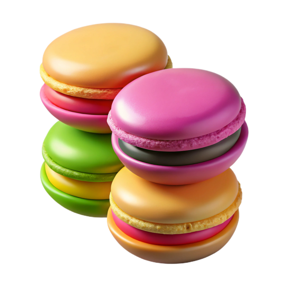 beautiful memorable A stack of colorful macarons, various flavors, NO BACKGROUND with Transparent Background. png