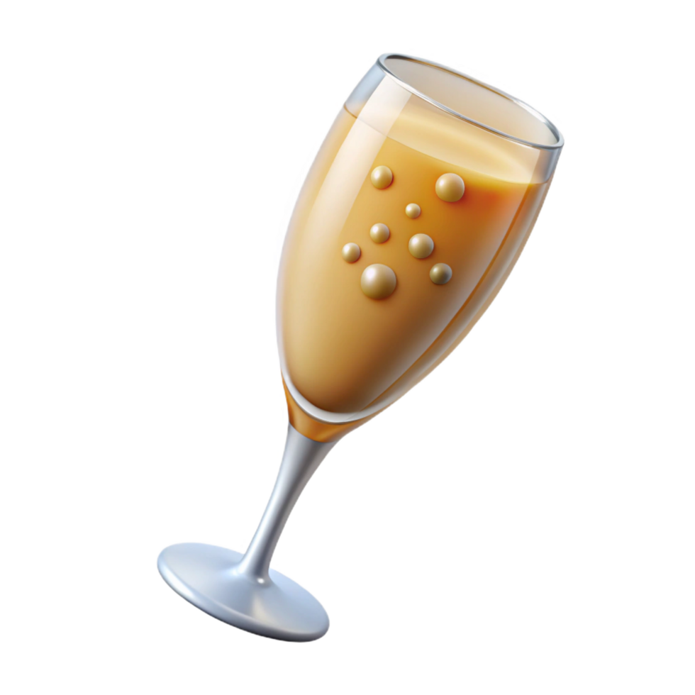 captivating minimalist A glass of overflowing champagne, with bubbles, NO BACKGROUND with Transparent Background. impeccable png